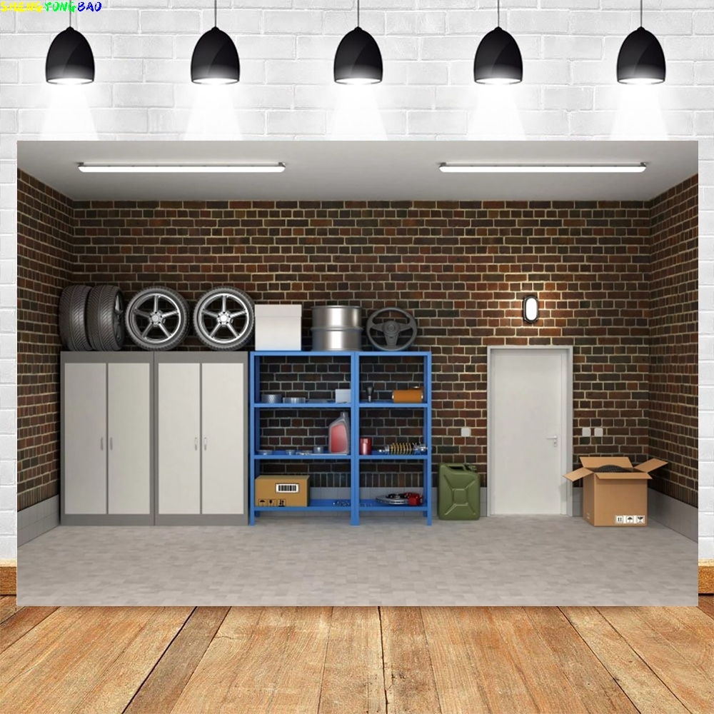 Vintage Garage Backdrop for Ph - Workshop Tools Background recension och pris