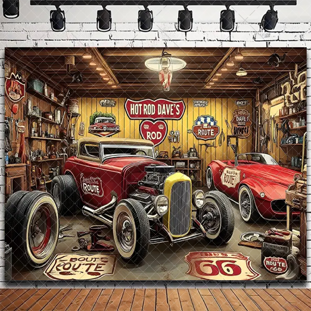 Retro Motorcycle Car Repairs G - Workshop Tools Background recension och pris