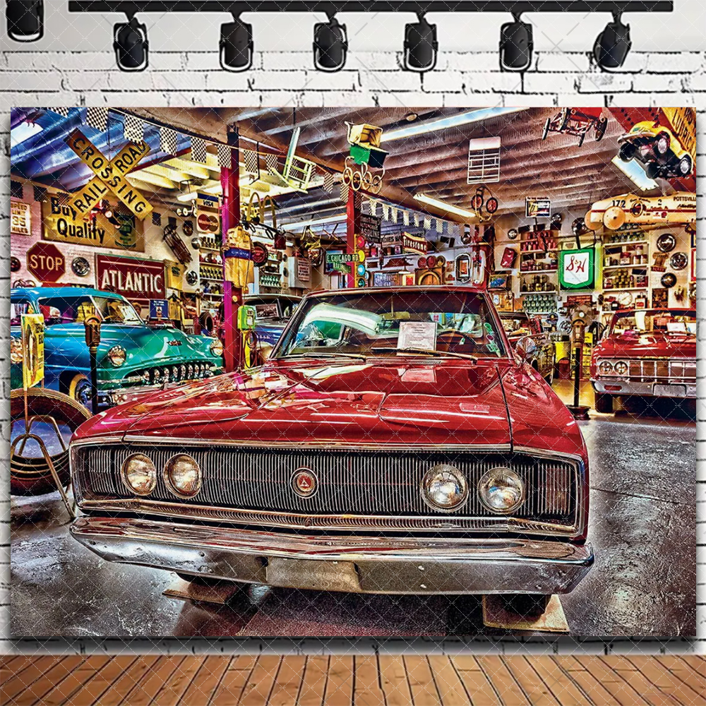 Retro Motorcycle Car Repairs G - Workshop Tools Background recension och pris
