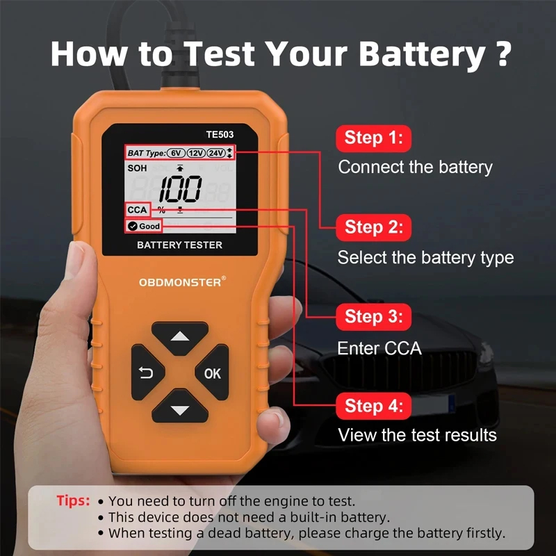 Car Battery Tester 100-2200 CC - Workshop Tools Automotive recension och pris