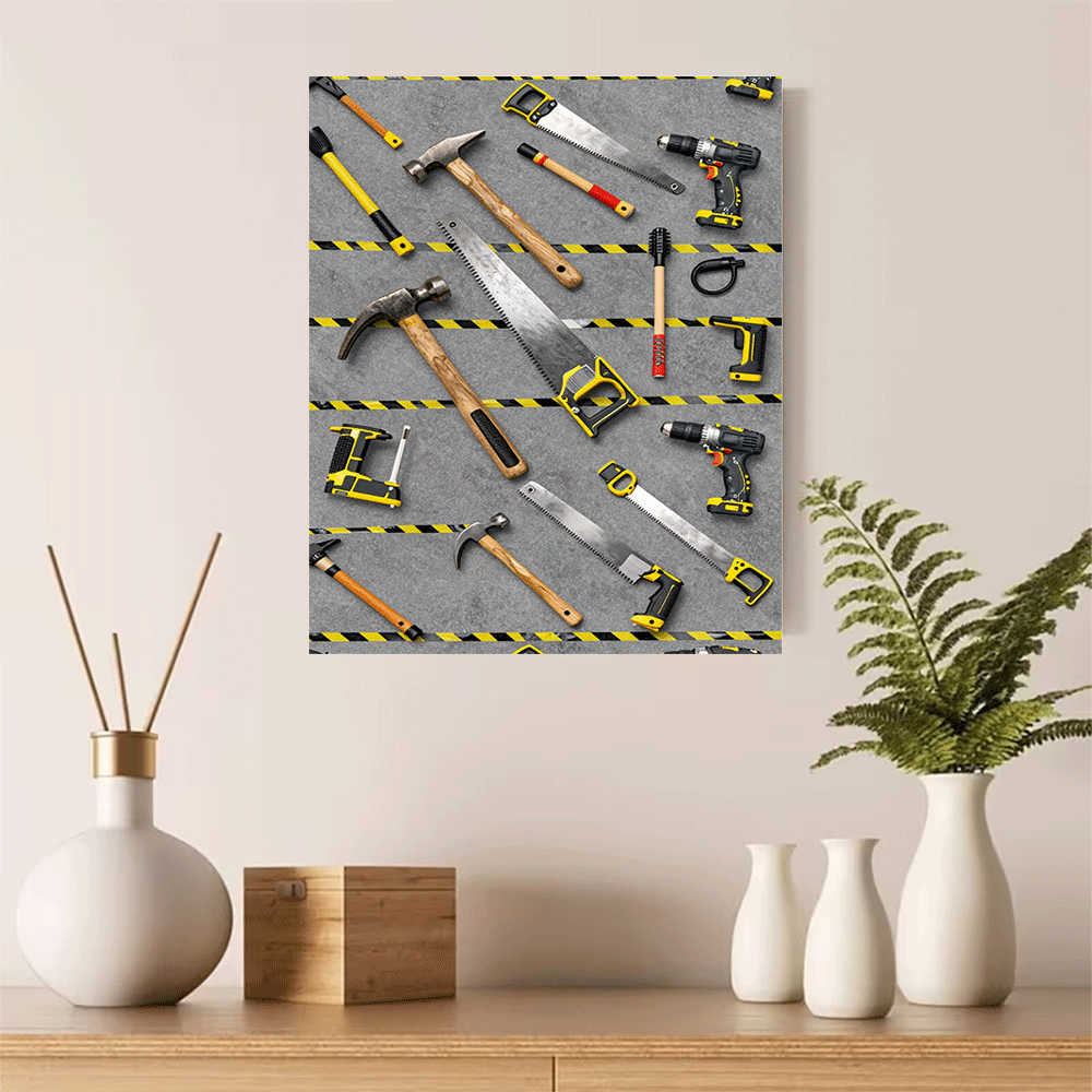 1PC-Unframed Canvas poster wal - Workshop Tools Background recension och pris