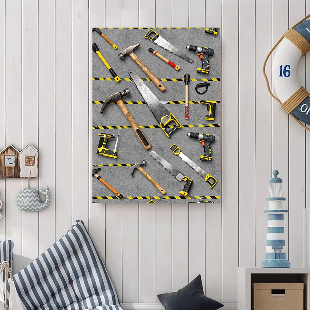 1PC-Unframed Canvas poster wal - Workshop Tools Background recension och pris