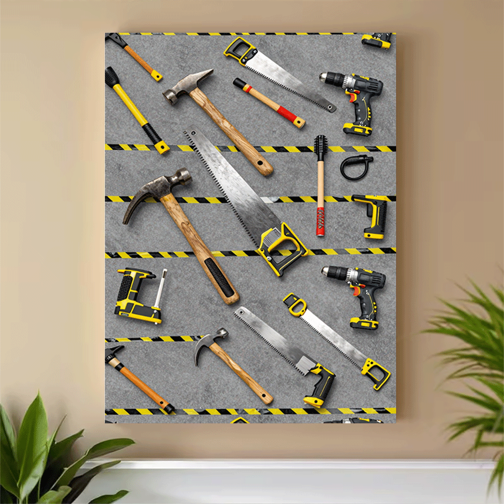 1PC-Unframed Canvas poster wal - Workshop Tools Background recension och pris